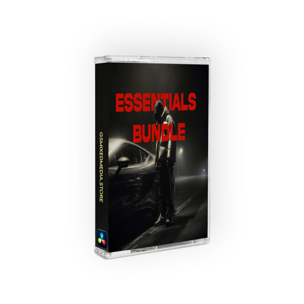 Cassette tape packaging with 'Essentials Bundle' text and a car image on a white background