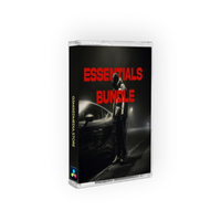 Cassette tape packaging with 'Essentials Bundle' text and a car image on a white background