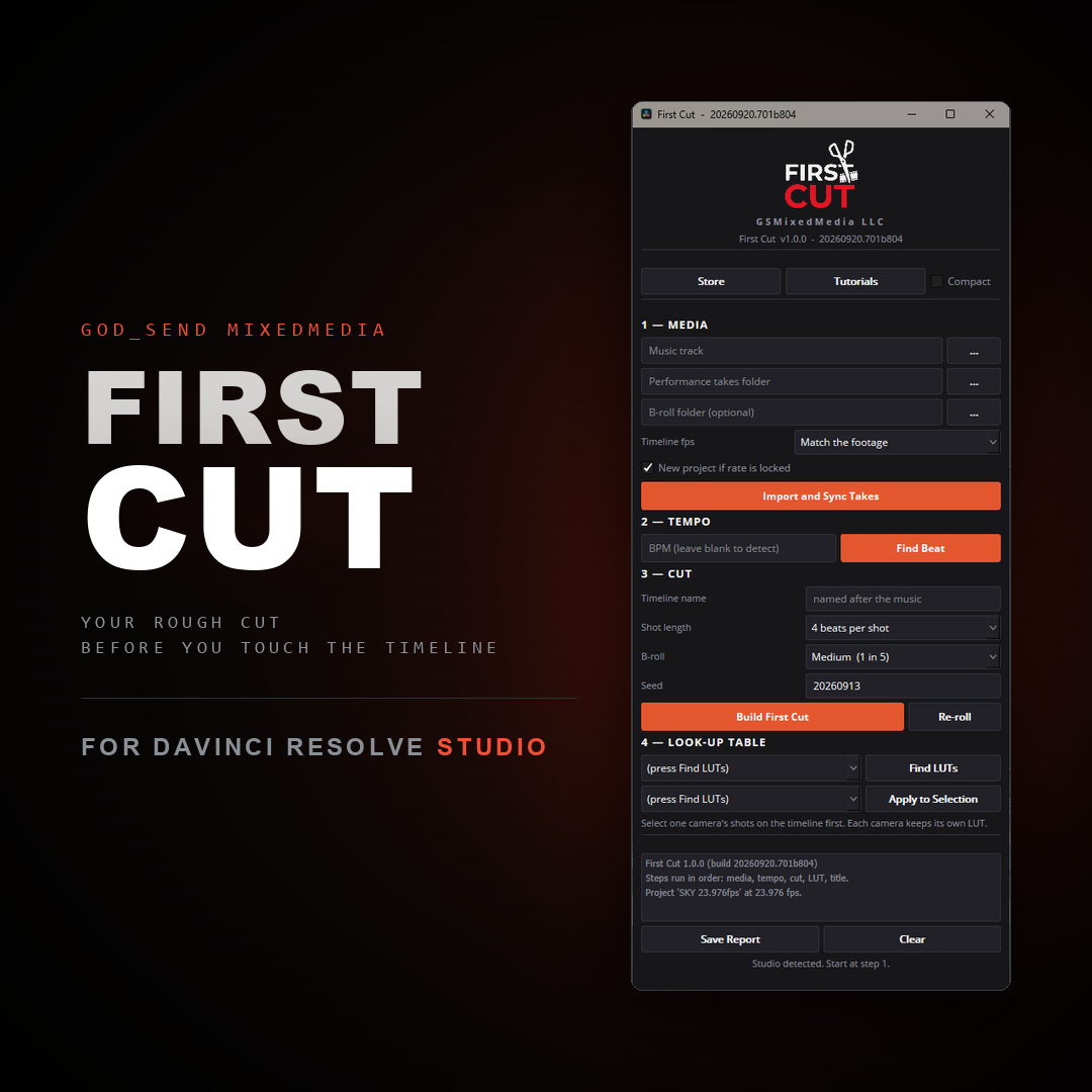 First Cut — Beat-Synced Music Video Cutter for DaVinci Resolve Studio